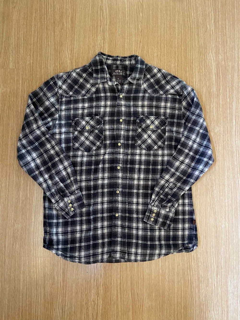 Moose Creek Heavyweight Flannel Pearl Snap Shirt | XL Tall XLT | Black Grey Whit